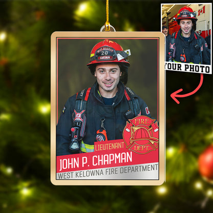 Custom Photo Firefighter Card Acrylic Ornament