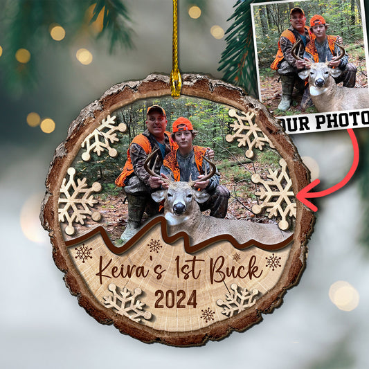 Custom Hunting Photo 2-Layer Wood Ornament