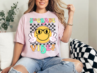 Retro 3rd Grade Vibes Smiley Face Shirt