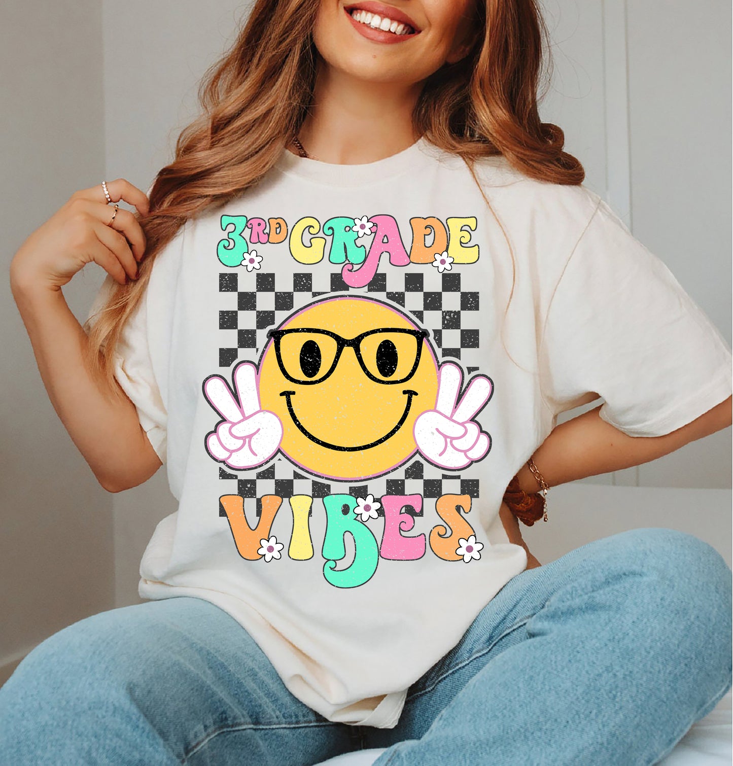 Retro 3rd Grade Vibes Smiley Face Shirt