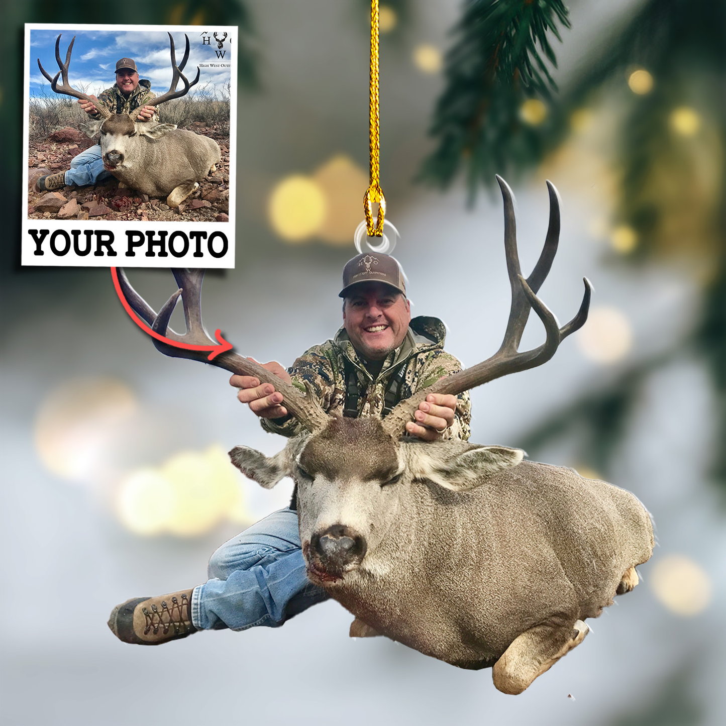 Custom Hunting Photo Ornament