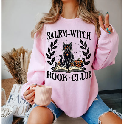 Salem Witch Book Club Black Cat Shirt