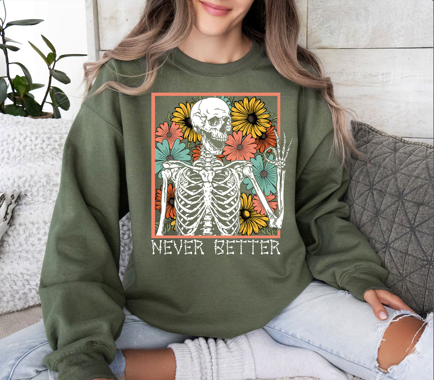 Never Better Skeleton Halloween Shirt