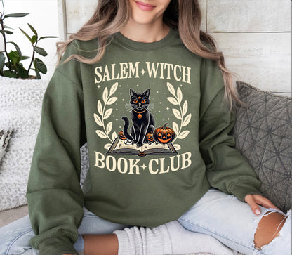 Salem Witch Book Club Black Cat Shirt