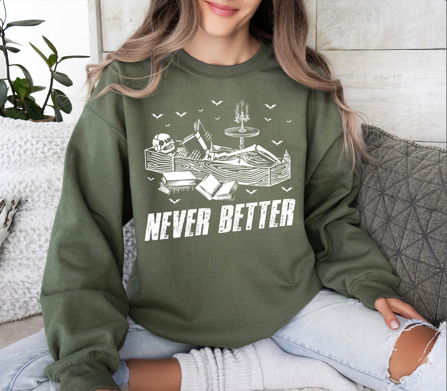 Never Better Skeleton Read More Book Shirt