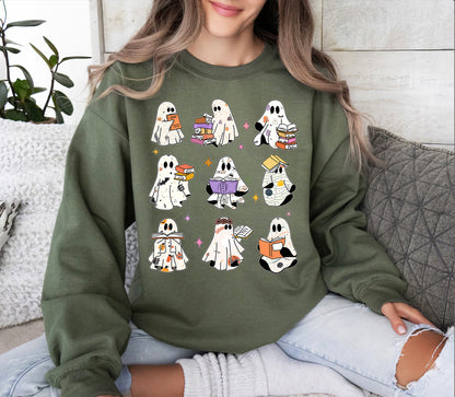 Ghost Reading Books Halloween Shirt