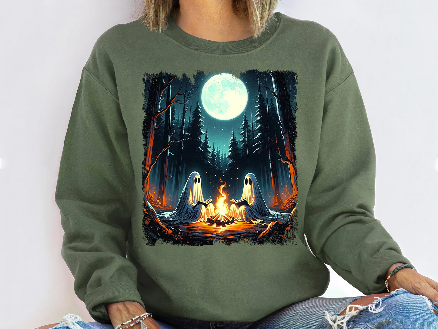 Ghost Reading Books Halloween Shirt