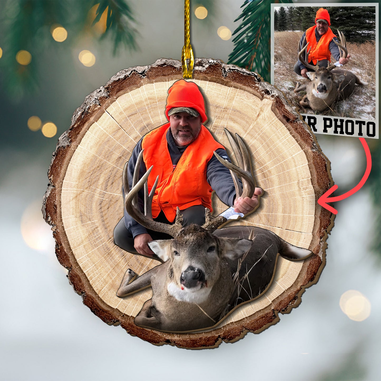 Custom Hunting 2-Layer Wood Ornament