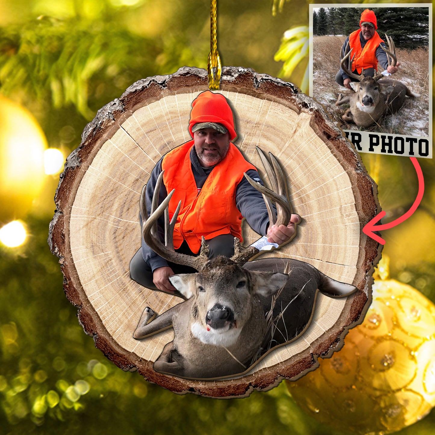 Custom Hunting 2-Layer Wood Ornament