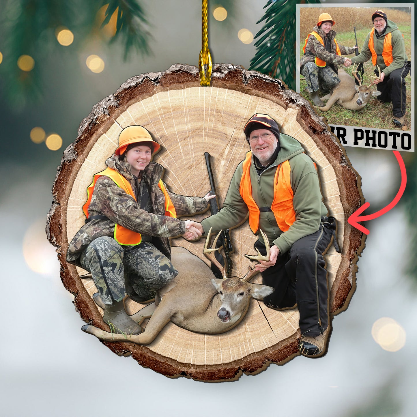 Custom Hunting 2-Layer Wood Ornament