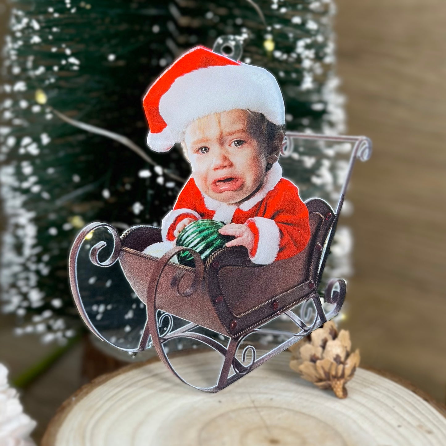 Custom Face Photo Funny Baby Christmas Ornament