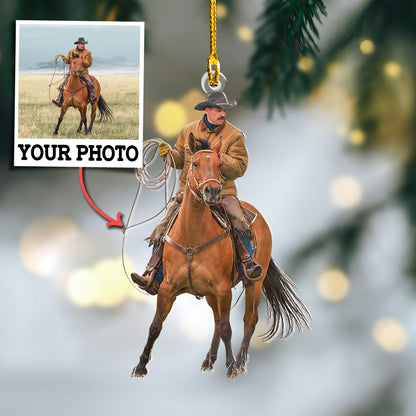 Custom Horse Ridding Photo Ornament