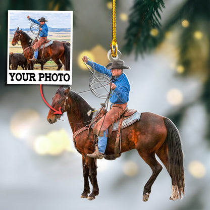 Custom Horse Ridding Photo Ornament