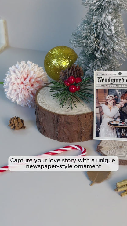 Custom Wedding Newspaper Photo Ornament