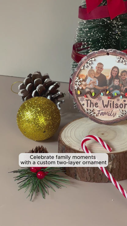 Custom Family Photo 2-Layer Wood Ornament