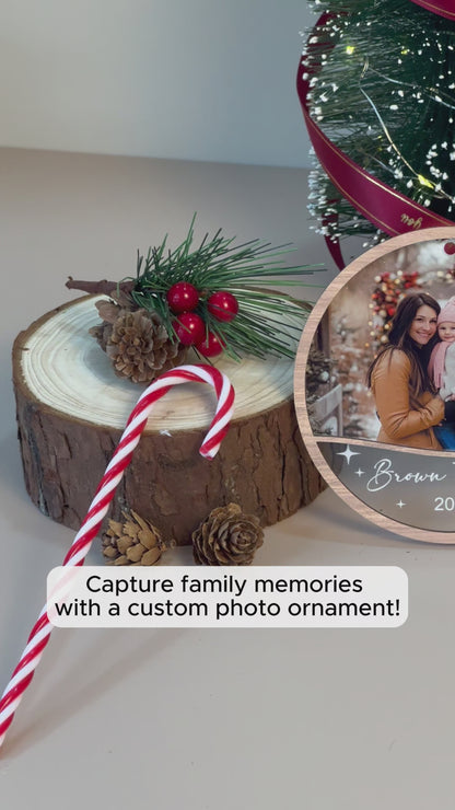 Custom Family Photo Wood and Acrylic Ornament