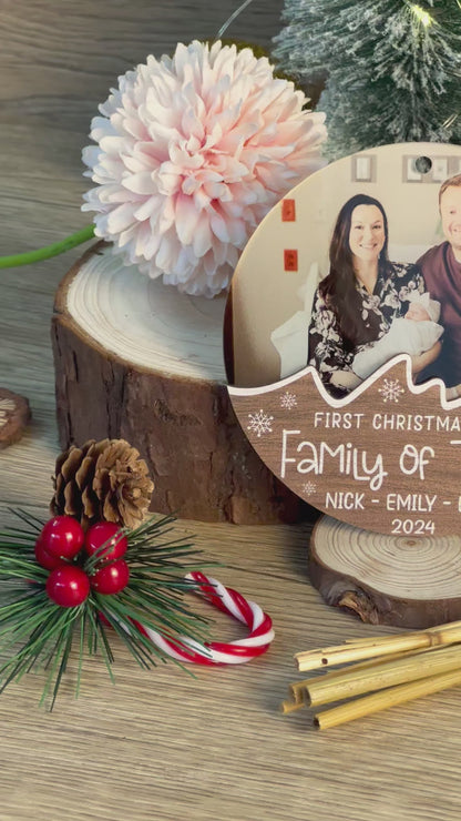 Custom Family Photo Wood and Acrylic Ornament