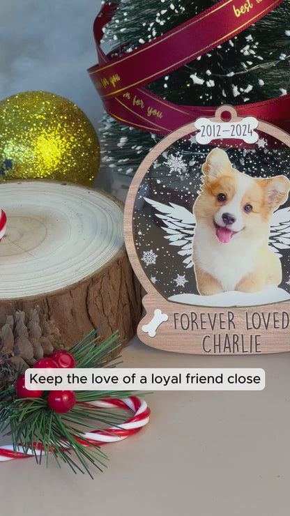 Custom Dog Memorial Photo Wood and Acrylic Ornament