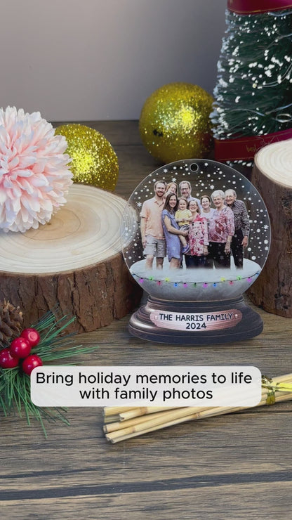 Custom Photo Family Snowball Wood and Acrylic Ornament