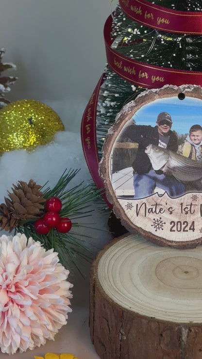 Custom Fishing Photo Wood Slice Ornament