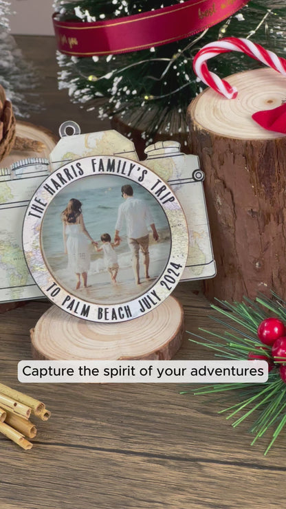 Custom Photo Travel Adventure Wood and Acrylic Ornament