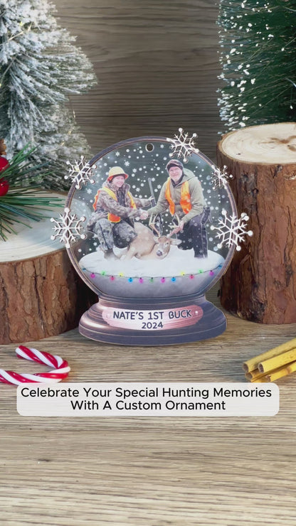 Custom Hunting Photo Snowball Wood and Acrylic Ornament