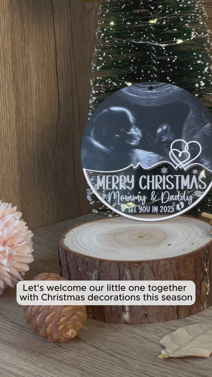 Custom Ultrasound Photo Baby Wood and Acrylic Ornament