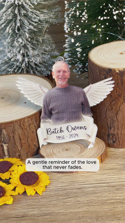 Custom Memorial Photo Angel Wings Ornament