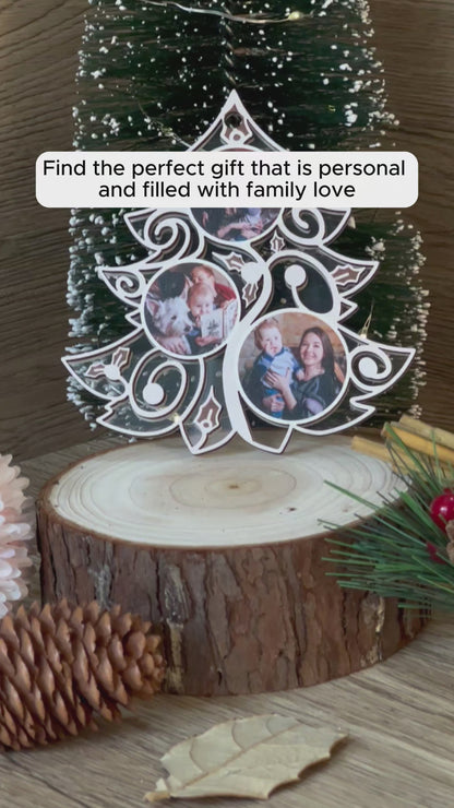 Custom Photos Family Tree Wood and Acrylic Ornament