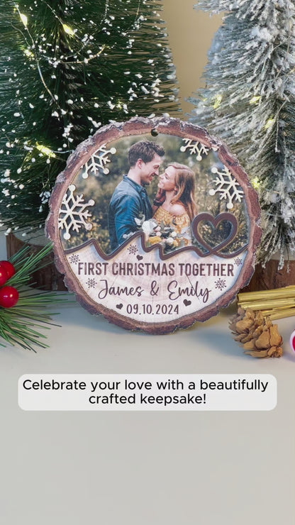 Custom Couple Photo 2-Layer Wood Ornament