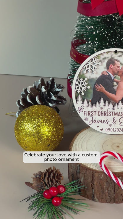 Custom Couple Photo 2-Layer Wood Ornament