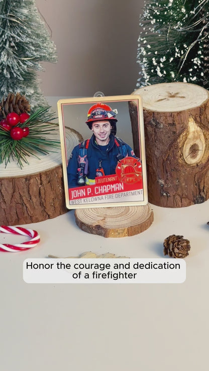 Custom Photo Firefighter Card Acrylic Ornament