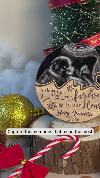 Custom Ultrasound Photo Baby Memorial Wood and Acrylic Ornament