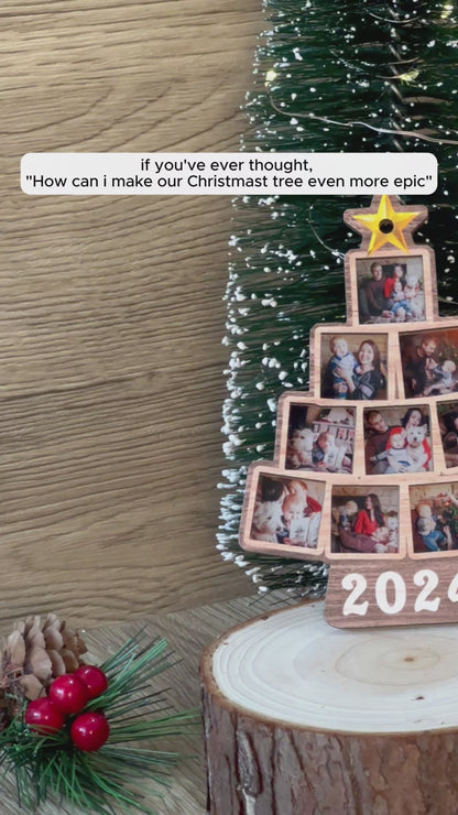 Custom Christmas Tree Family Photo Wood and Acrylic Ornament