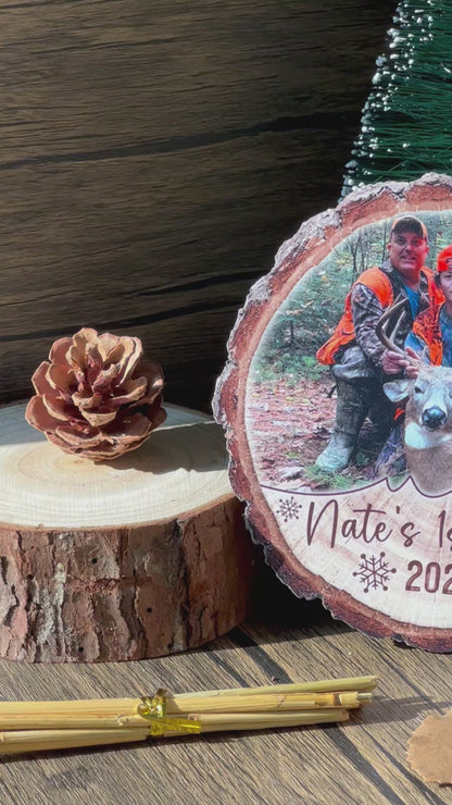 Custom Photo Hunting Wood Slice Ornament