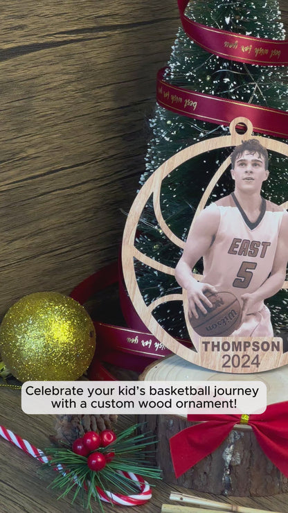 Custom Photo Basketball Wood Ornament