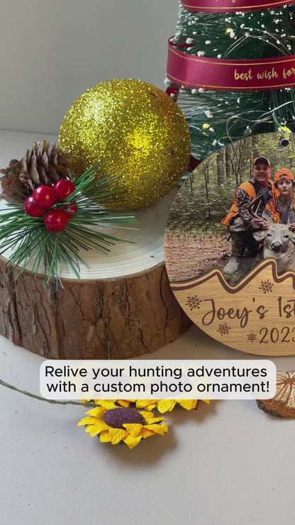 Custom Photo Hunting Wood and Acrylic Ornament