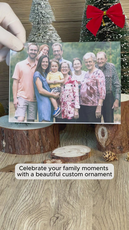 Custom Family Photo 2-Layers Wood Slice Ornament