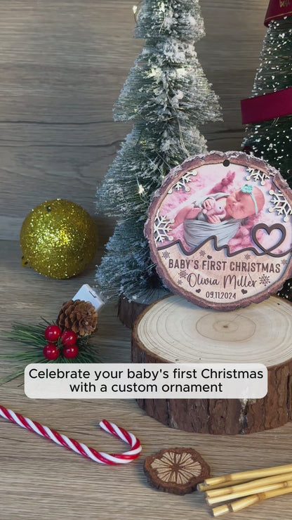 Custom Baby Photo 2-Layer Wood Ornament