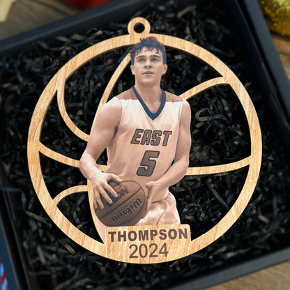 Custom Photo Basketball Wood Ornament