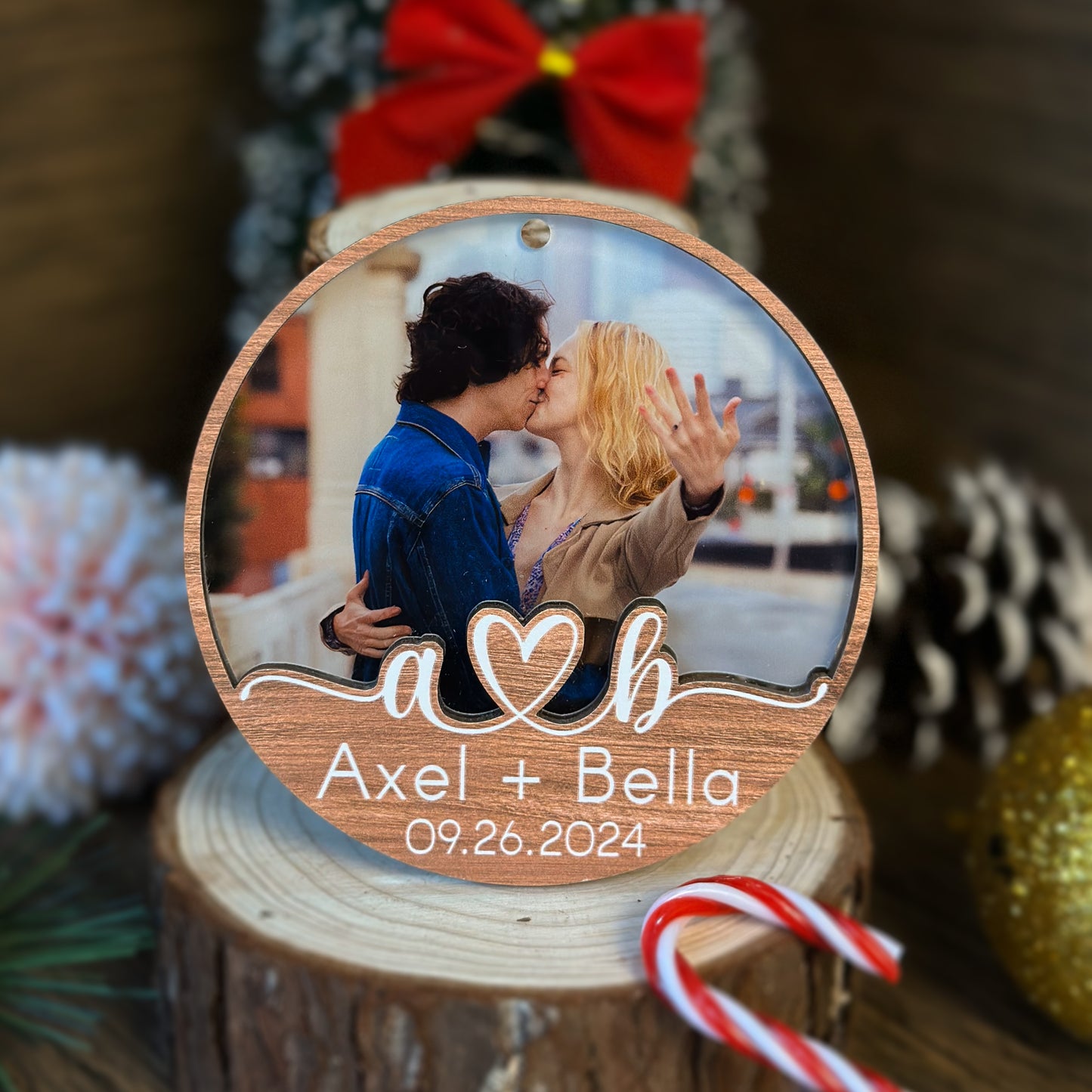 Custom Photo Couple Wood and Acrylic Ornament