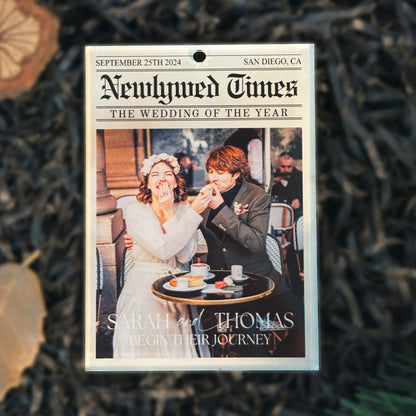 Custom Wedding Newspaper Photo Ornament