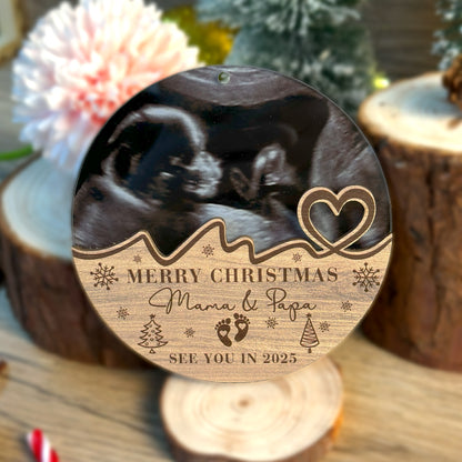 Custom Ultrasound Photo Baby Wood and Acrylic Ornament