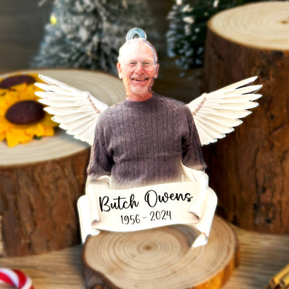 Custom Memorial Photo Angel Wings Ornament