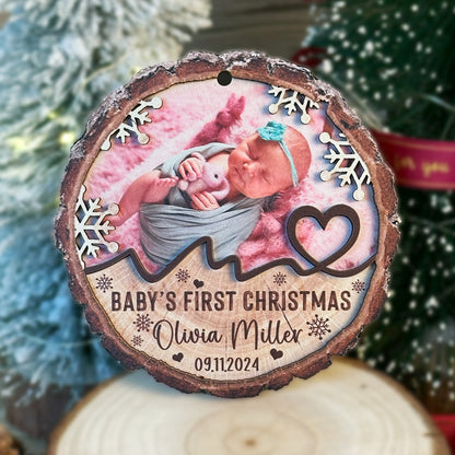 Custom Baby Photo 2-Layer Wood Ornament