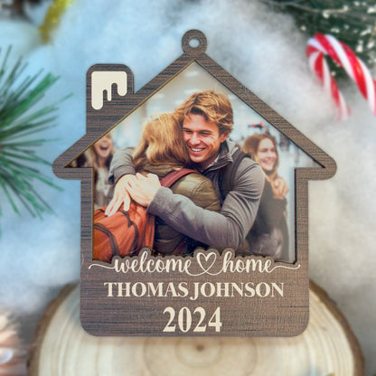 Custom Welcome Home Photo Wood and Acrylic Ornament