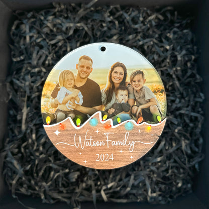 Custom Photo Family Wood and Acrylic Ornament