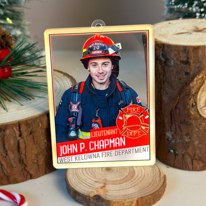 Custom Photo Firefighter Card Acrylic Ornament