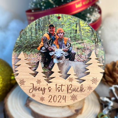 Custom Photo Hunting Wood and Acrylic Ornament