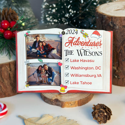 Custom Family Photo Adventures List Wood and Acrylic Ornament